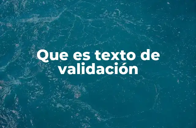 Que es Texto de Validación
