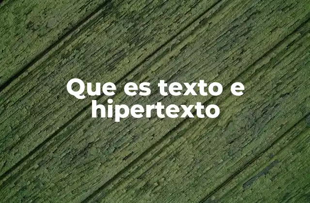 Que es Texto e Hipertexto