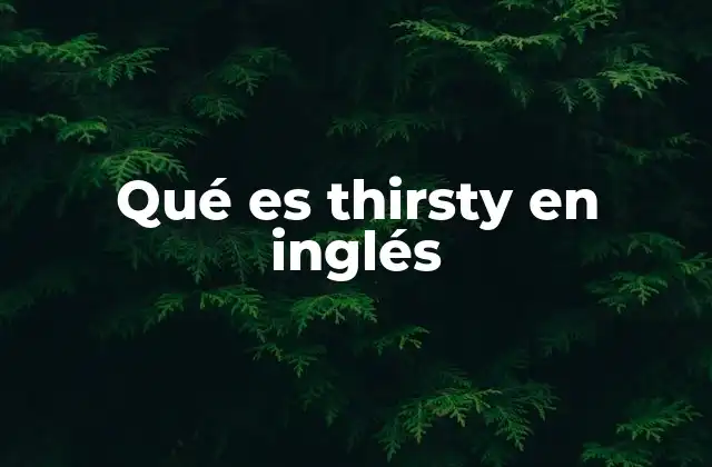 Qué es Thirsty en Inglés