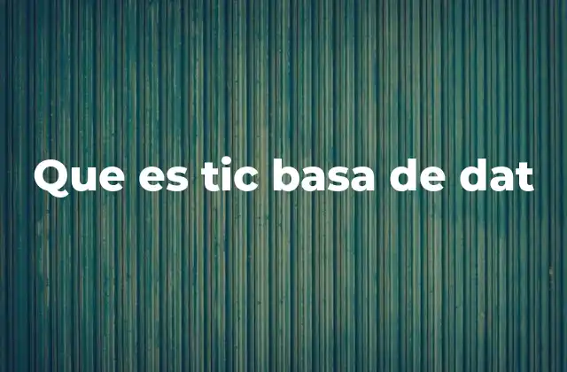 Que es Tic Basa de Dat