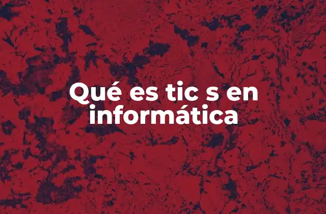 Qué es Tic S en Informática