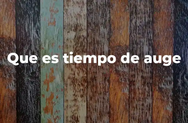 Que es Tiempo de Auge