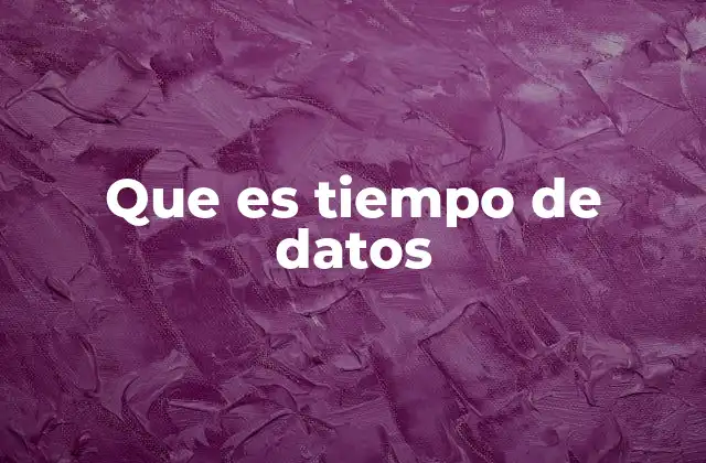 Que es Tiempo de Datos