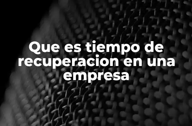 Que es Tiempo de Recuperacion en una Empresa