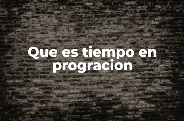 Que es Tiempo en Progracion