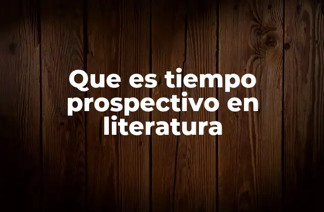 Que es Tiempo Prospectivo en Literatura