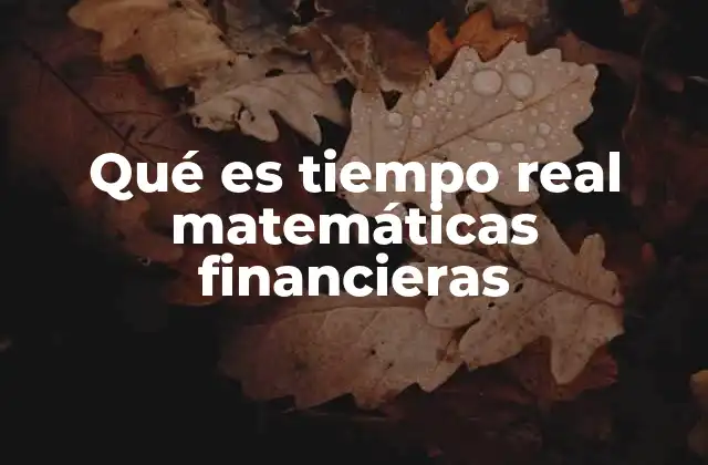 Qué es Tiempo Real Matemáticas Financieras