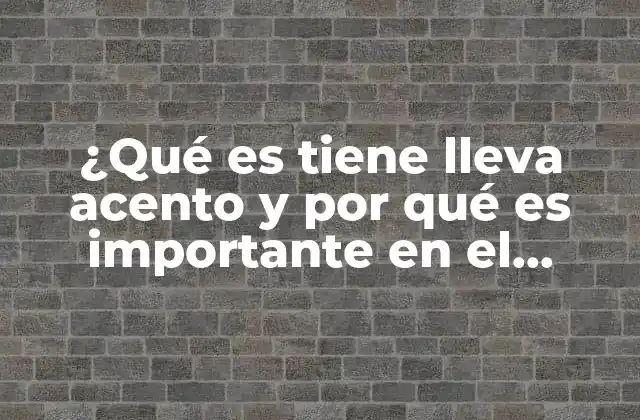 ¿qué es Tiene Lleva Acento y por Qué es Importante en el Idioma Español?