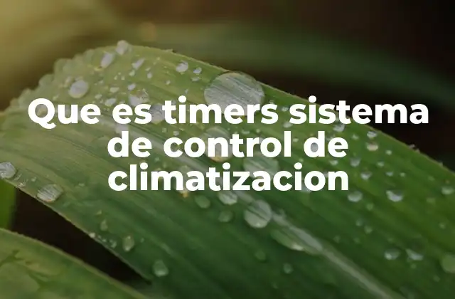 Que es Timers Sistema de Control de Climatizacion