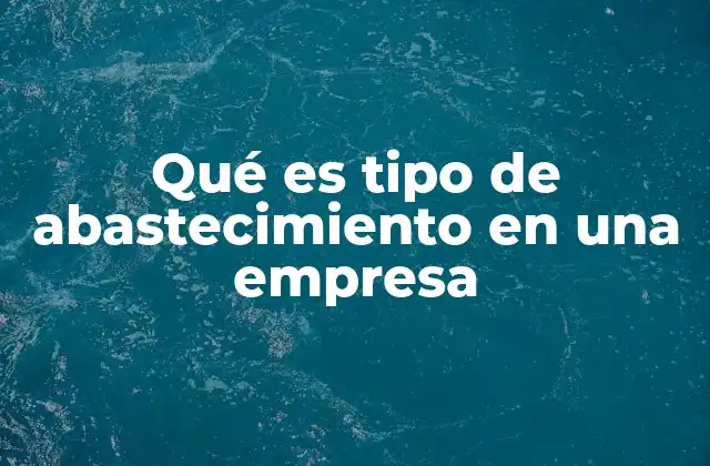 Qué es Tipo de Abastecimiento en una Empresa