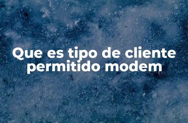 Que es Tipo de Cliente Permitido Modem