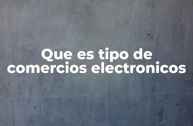 Que es Tipo de Comercios Electronicos