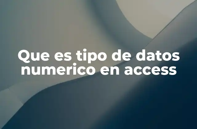 Tipos de datos numéricos en Access y su uso práctico