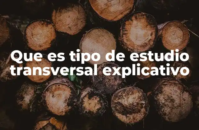 Que es Tipo de Estudio Transversal Explicativo