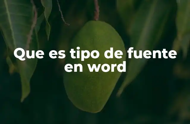 Que es Tipo de Fuente en Word