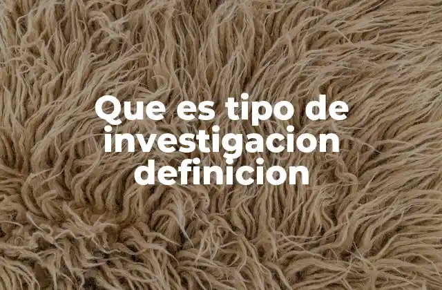 Que es Tipo de Investigacion Definicion