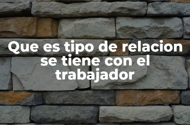 Que es Tipo de Relacion Se Tiene con el Trabajador