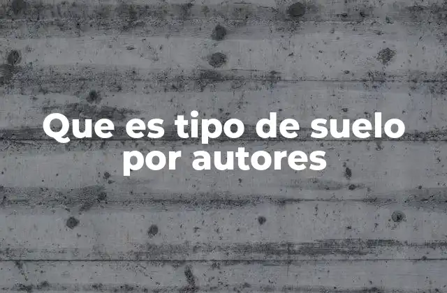 Que es Tipo de Suelo por Autores