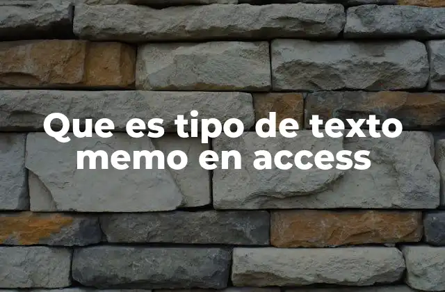 Que es Tipo de Texto Memo en Access