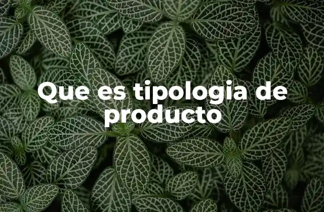 Que es Tipologia de Producto