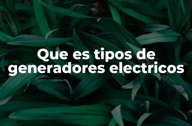 Que es Tipos de Generadores Electricos