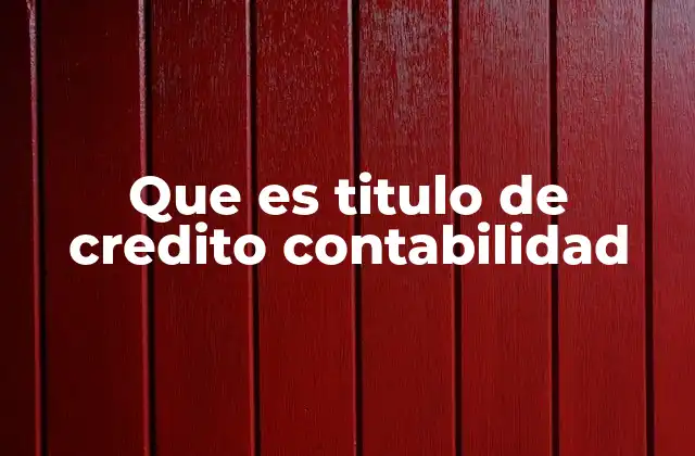 Que es Titulo de Credito Contabilidad