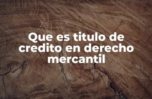 Que es Titulo de Credito en Derecho Mercantil