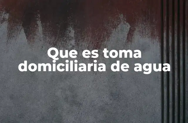 Que es Toma Domiciliaria de Agua