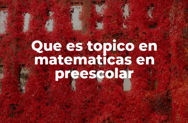Que es Topico en Matematicas en Preescolar