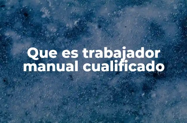 Que es Trabajador Manual Cualificado