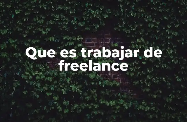 Que es Trabajar de Freelance