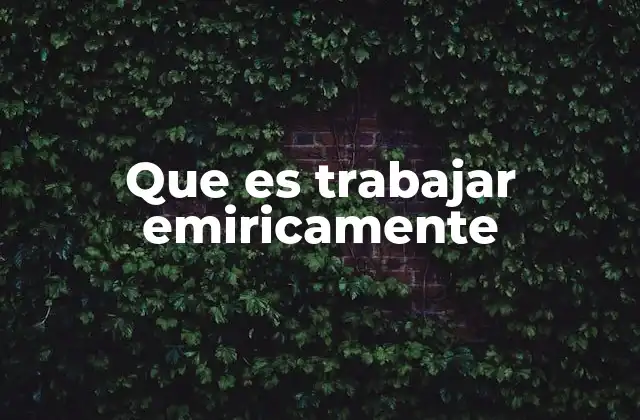 Que es Trabajar Emiricamente