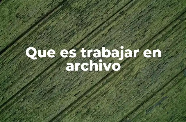 Que es Trabajar en Archivo