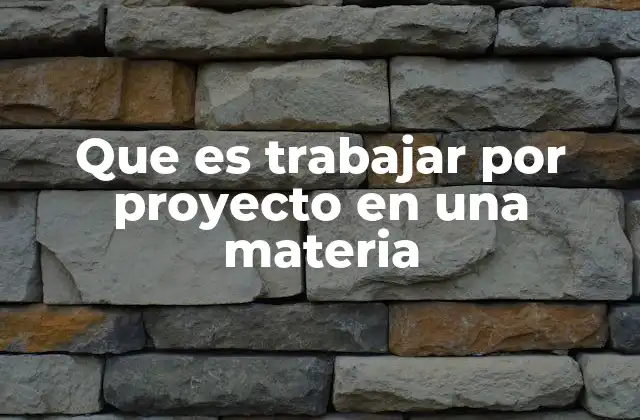 Que es Trabajar por Proyecto en una Materia