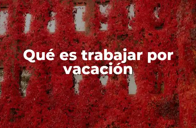 Qué es Trabajar por Vacación