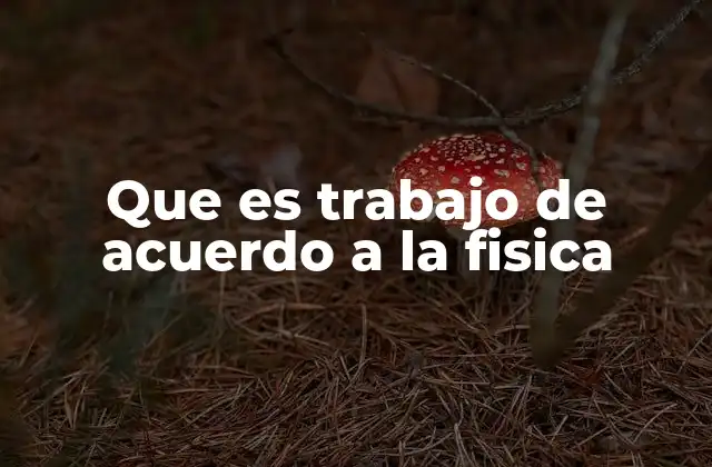 Que es Trabajo de Acuerdo a la Fisica