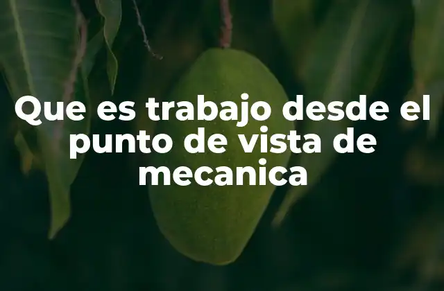 Que es Trabajo desde el Punto de Vista de Mecanica