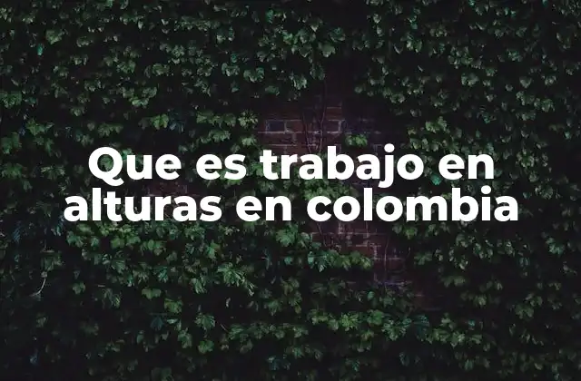 Que es Trabajo en Alturas en Colombia