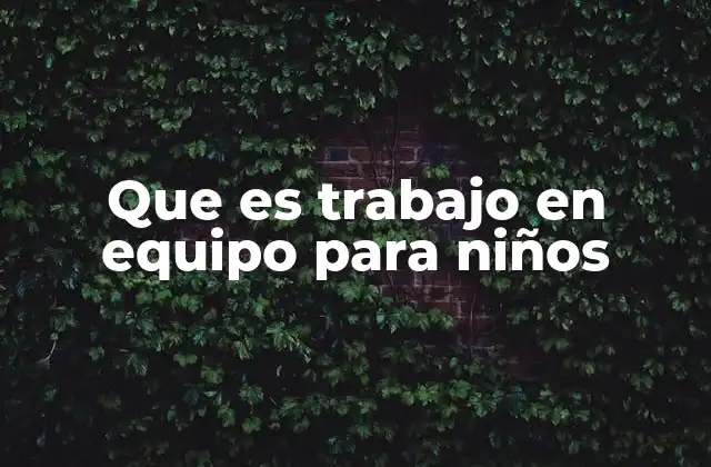 Que es Trabajo en Equipo para Niños