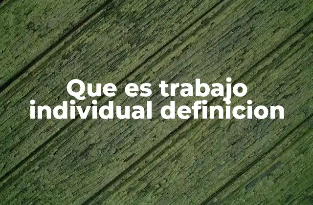 Que es Trabajo Individual Definicion