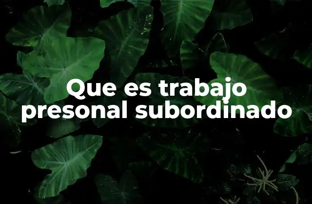 Que es Trabajo Presonal Subordinado
