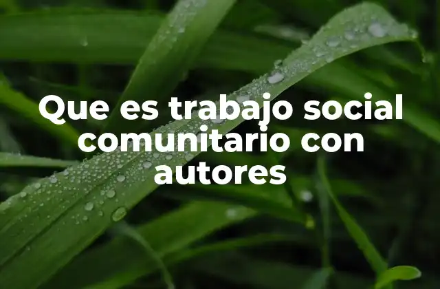 Que es Trabajo Social Comunitario con Autores