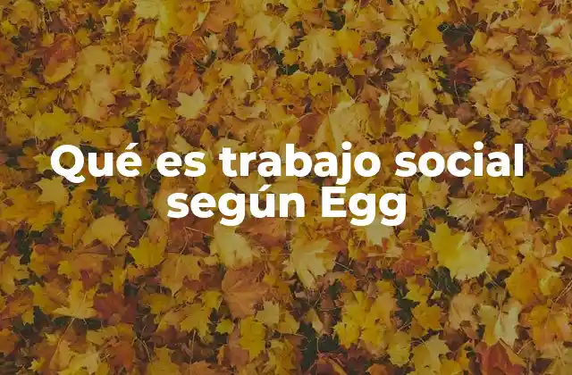 Qué es Trabajo Social según Egg