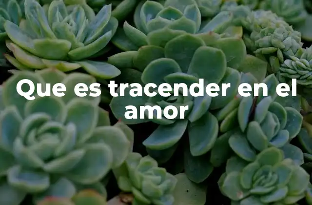 Que es Tracender en el Amor