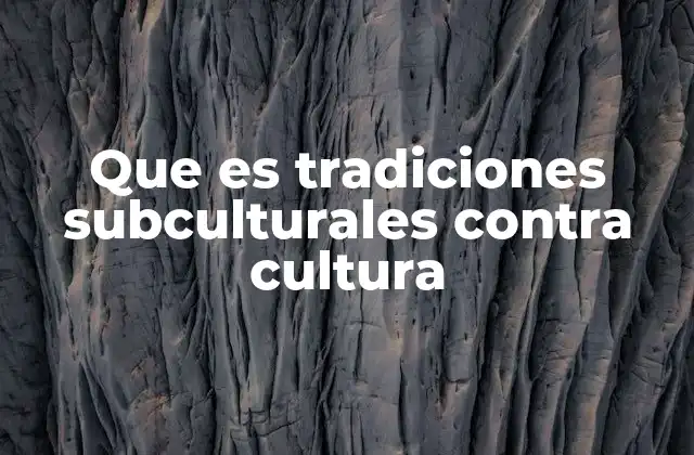 Que es Tradiciones Subculturales contra Cultura