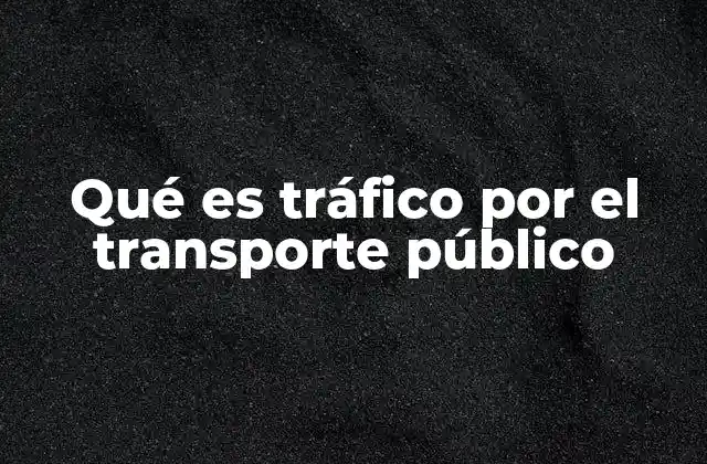Qué es Tráfico por el Transporte Público
