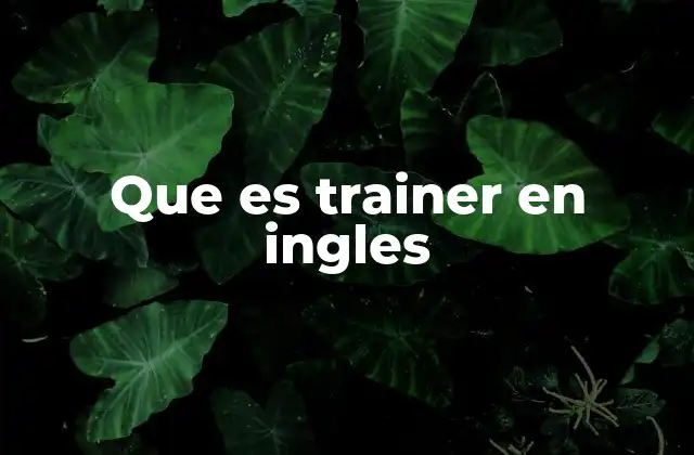 Que es Trainer en Ingles