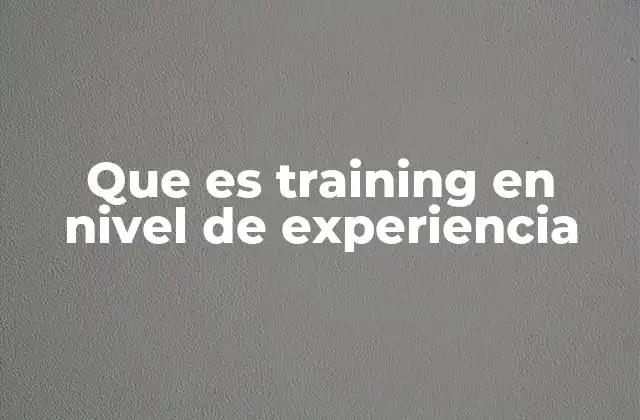 Que es Training en Nivel de Experiencia
