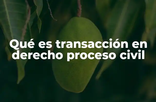 Qué es Transacción en Derecho Proceso Civil