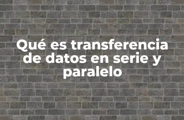 Qué es Transferencia de Datos en Serie y Paralelo